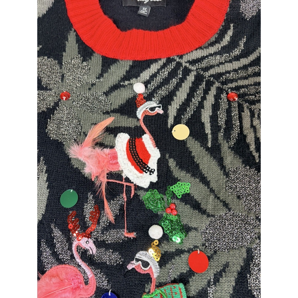 33 Degrees Flamingo Ugly Christmas Sweater Women's Size XL Festive Office - Picture 4 of 7